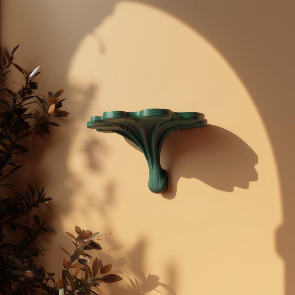 3D Printed Fantasy Mushroom Wall Shelf | Whimsical Organic Floating Ledge | Fairycore Decor for Cozy Interiors and Creative Spaces