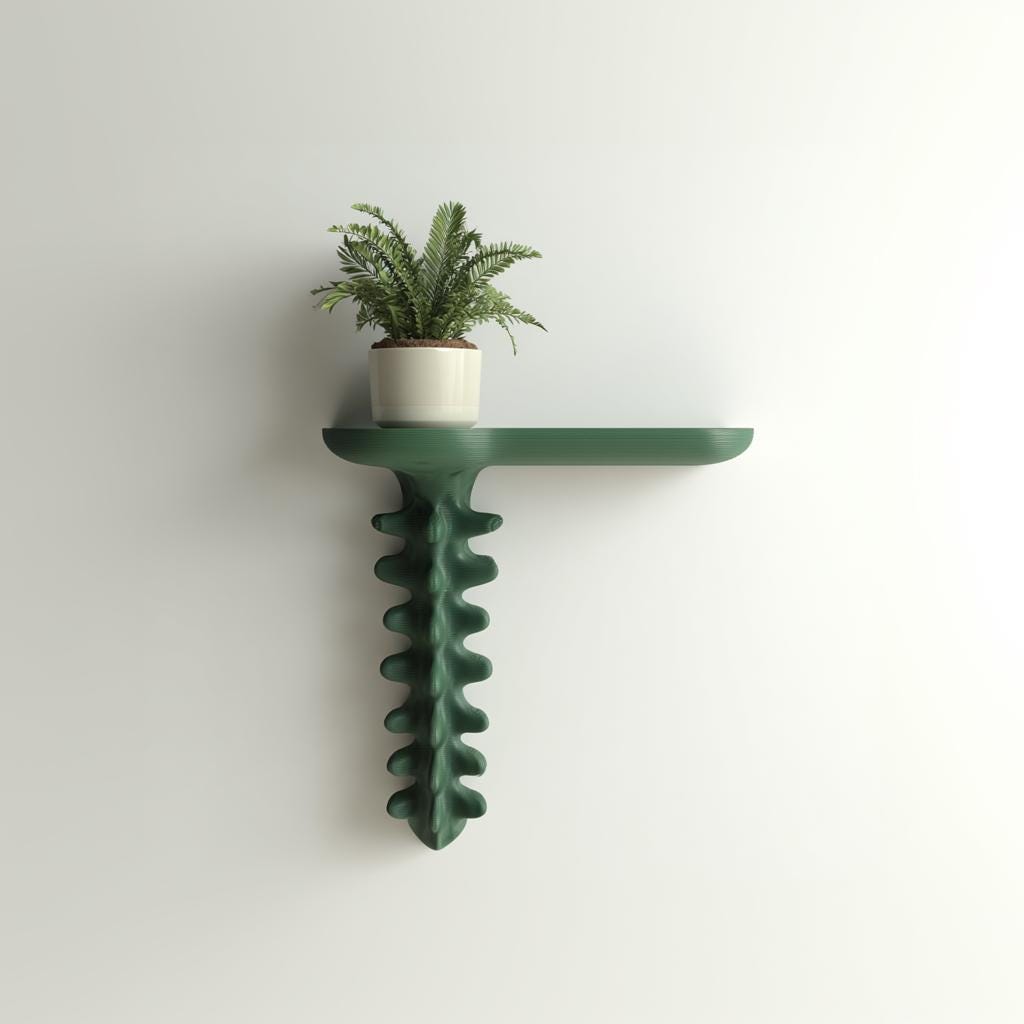 3D Printed Organic Wall Shelf | Sculptural Floating Ledge with Growth Form | Modern Biophilic Decor for Minimalist and Artistic Interiors