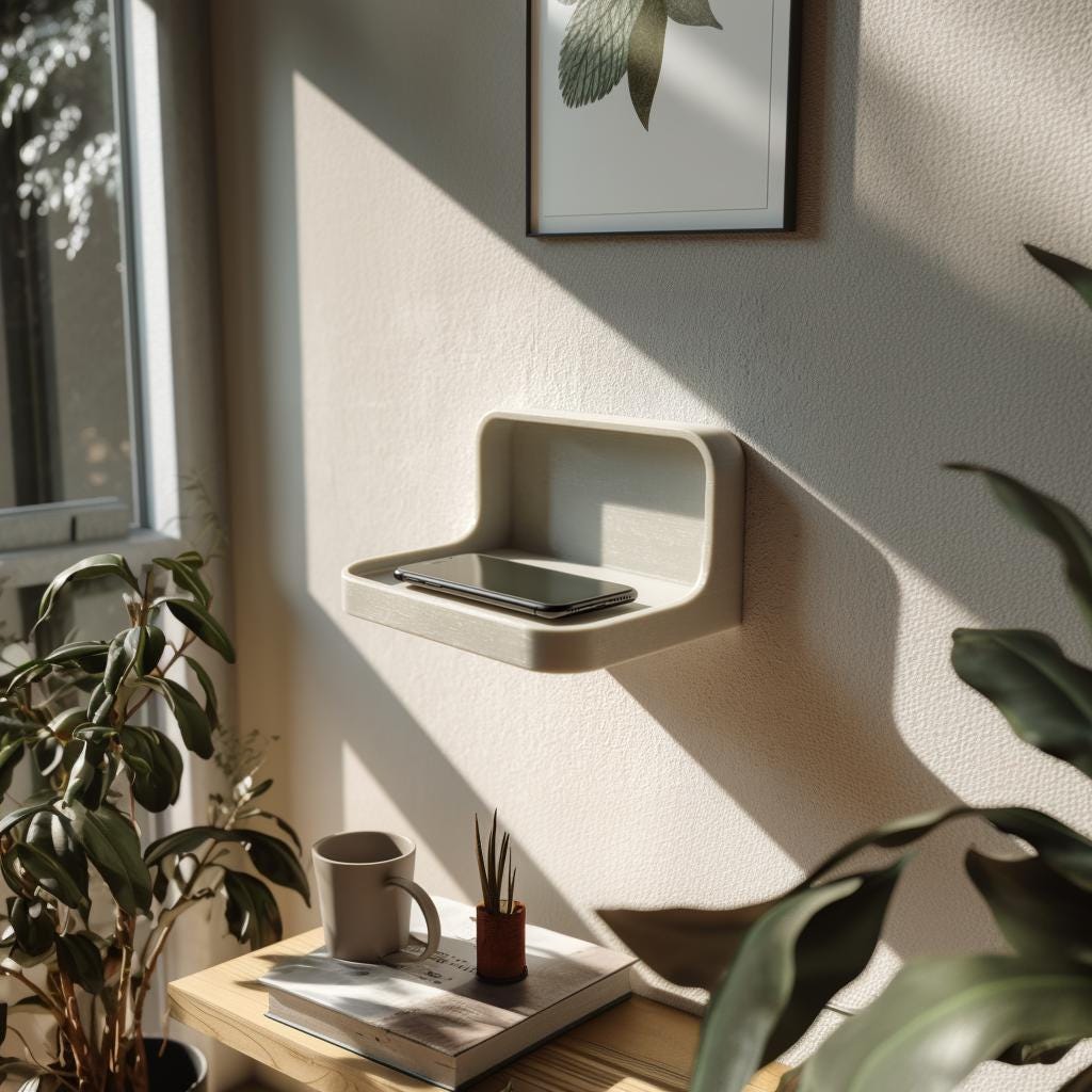 3D Printed Wall Phone Shelf | Minimal Floating Ledge for Smartphone Storage | Modern Functional Decor for Bedroom, Entryway or Home Office