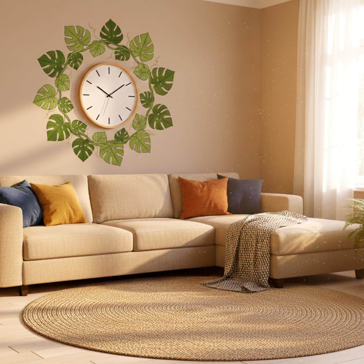 Monstera Leaf Wall Decal | Tropical Mandala Mural