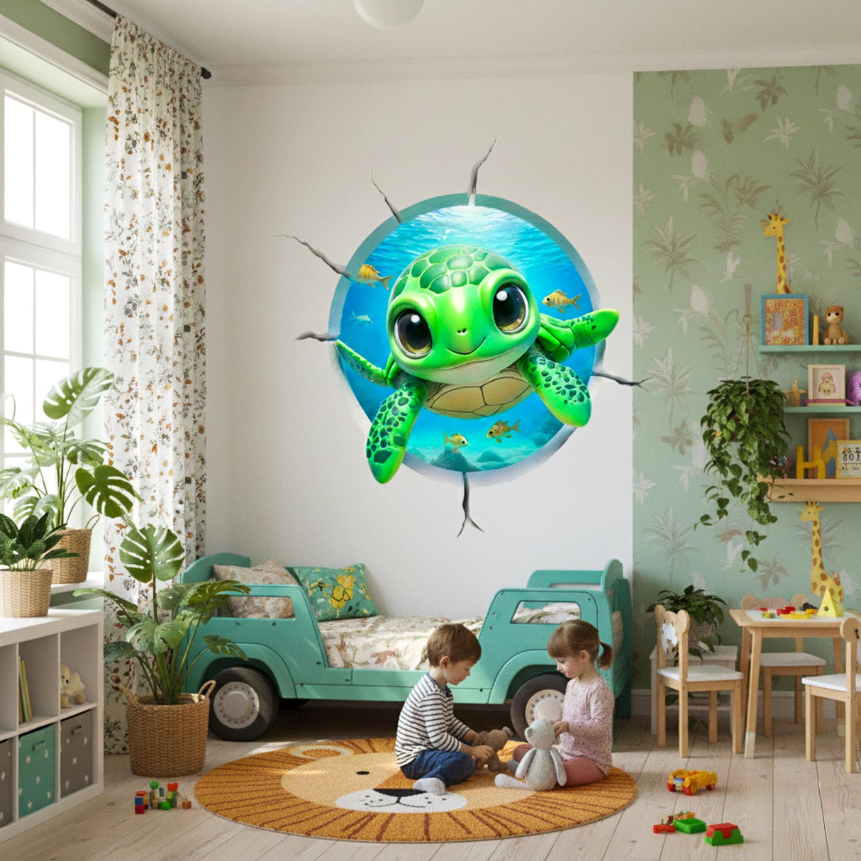 Sea Turtle Wall Decal | 3D Ocean Wall Sticker