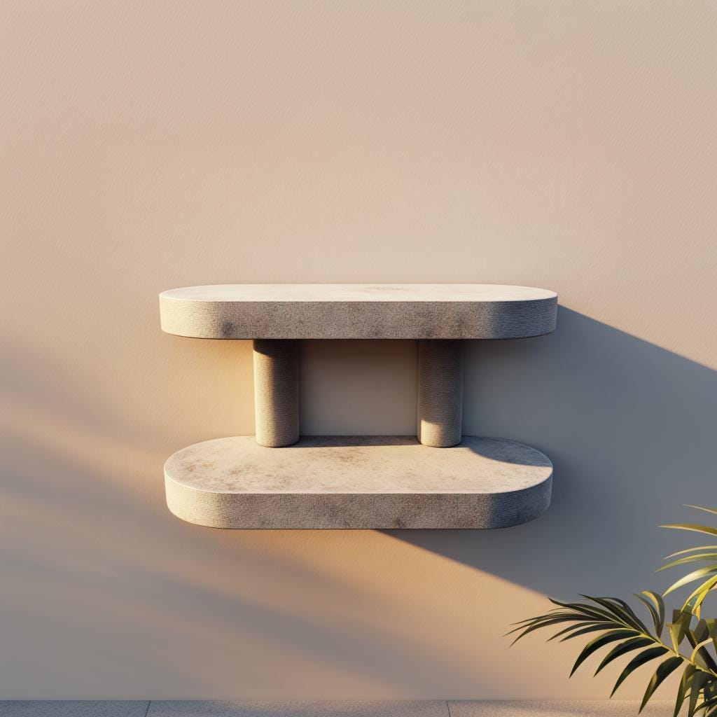 3D Printed Minimalist Wall Mounted Double Shelf | 3D Printed Modern Floating Wall Shelf |Sculptural Storage Shelf for Contemporary Interiors