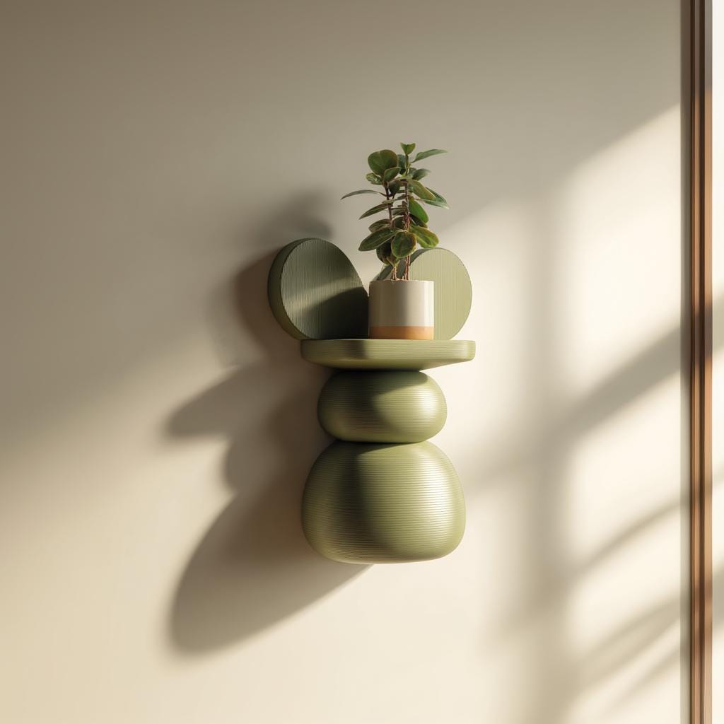 3D Printed Abstract Wall Shelf | Sculptural Floating Ledge with Organic Stacked Form | Modern Artistic Decor for Minimalist and Design