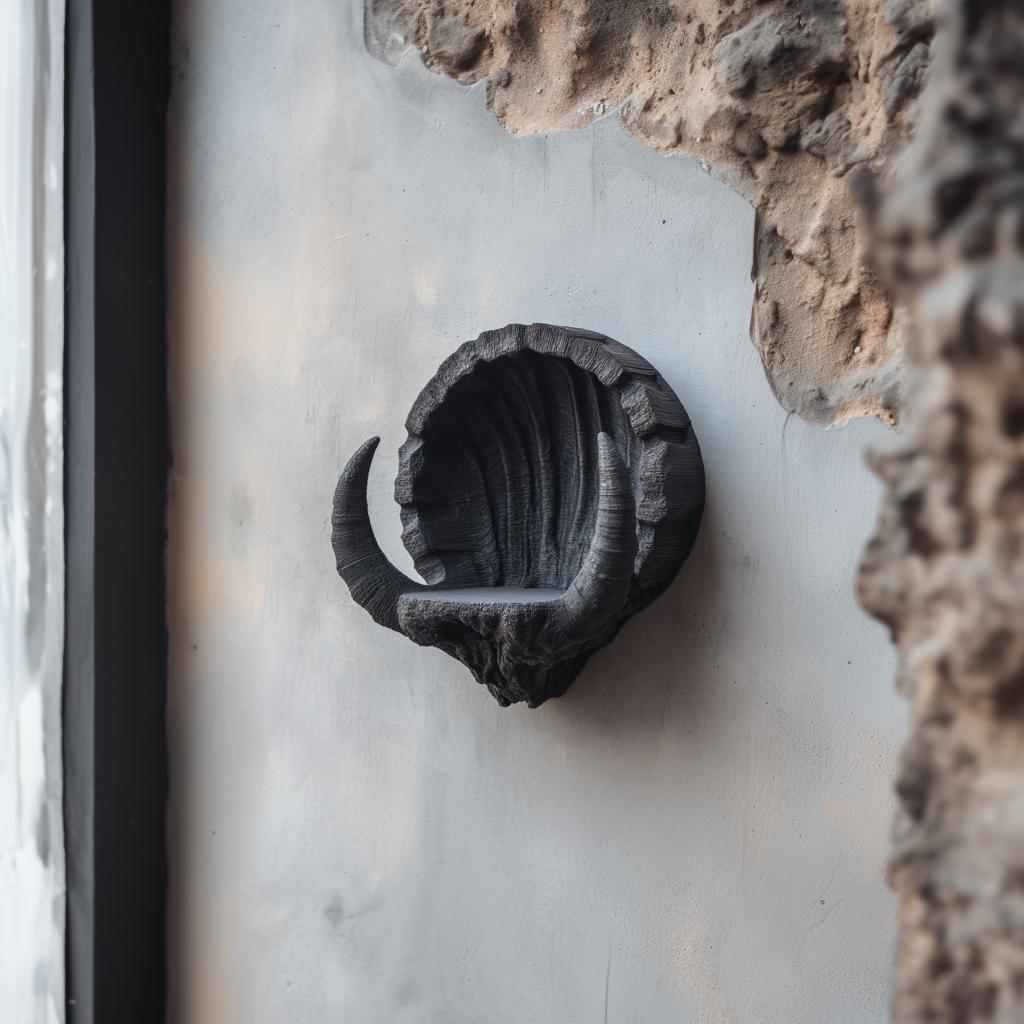 3D Printed Dark Fantasy Horn Wall Shelf | Crescent Beast Floating Ledge | Gothic Horror Decor for Altar, Gaming Room or Ritual Space