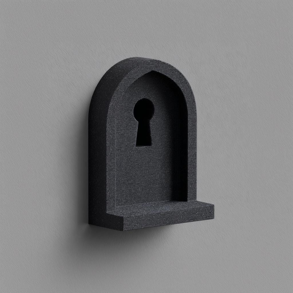 Wall Mounted Keyhole Shelf | 3D Printed Sculptural Wall Decor Shelf | Minimalist Dark Fantasy Niche Shelf for Modern Gothic Interiors