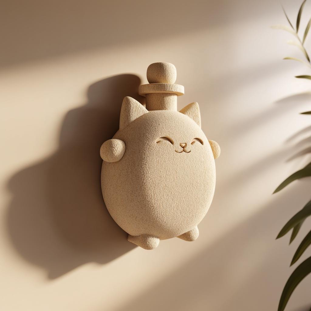 3D Printed Cute Cat Wall Decor with Removable Lid | 3D Printed Wall Art Vase for Dried Flowers | Fantasy Animal Decor for Cozy Modern Homes