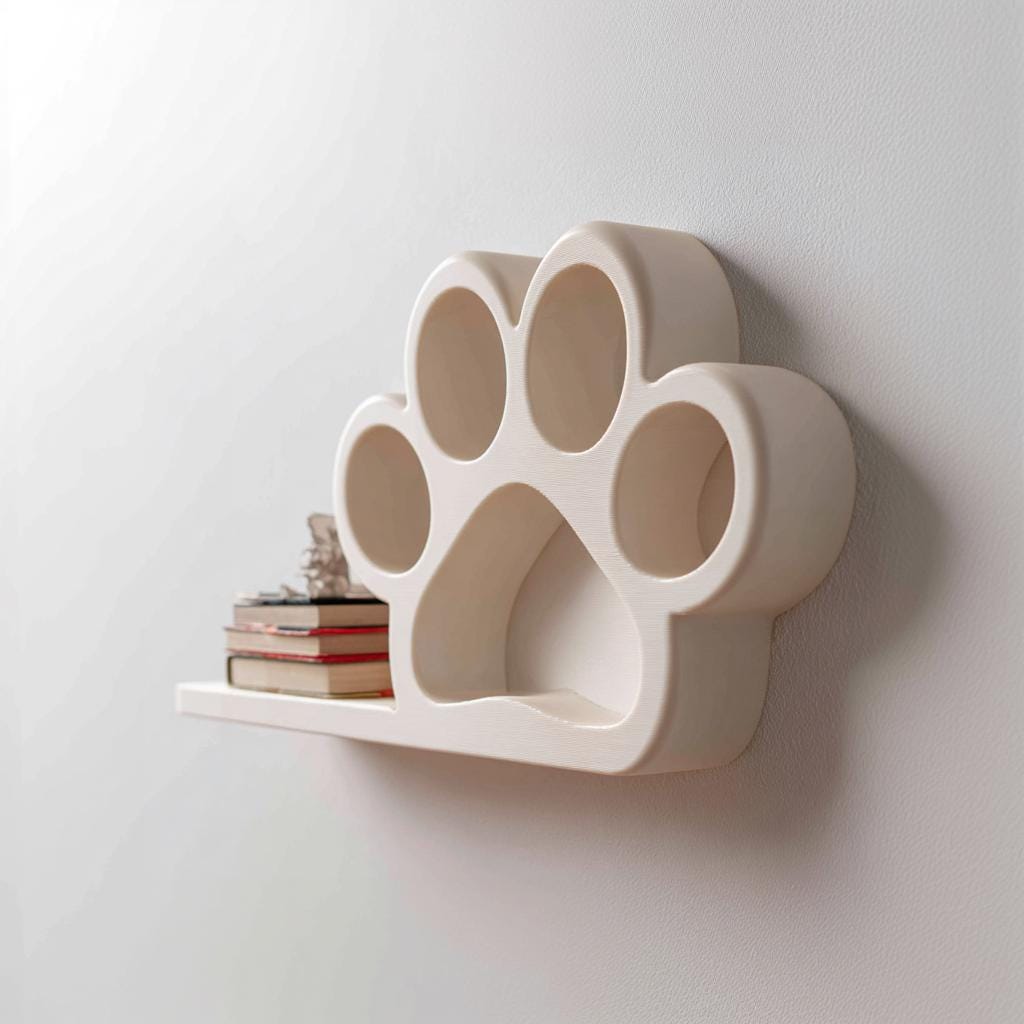 Cute Paw Print Wall Shelf Decor | 3D Printed Pet Inspired Shelf | Minimal Modern Animal Accent for Kids Room and Cozy Interiors