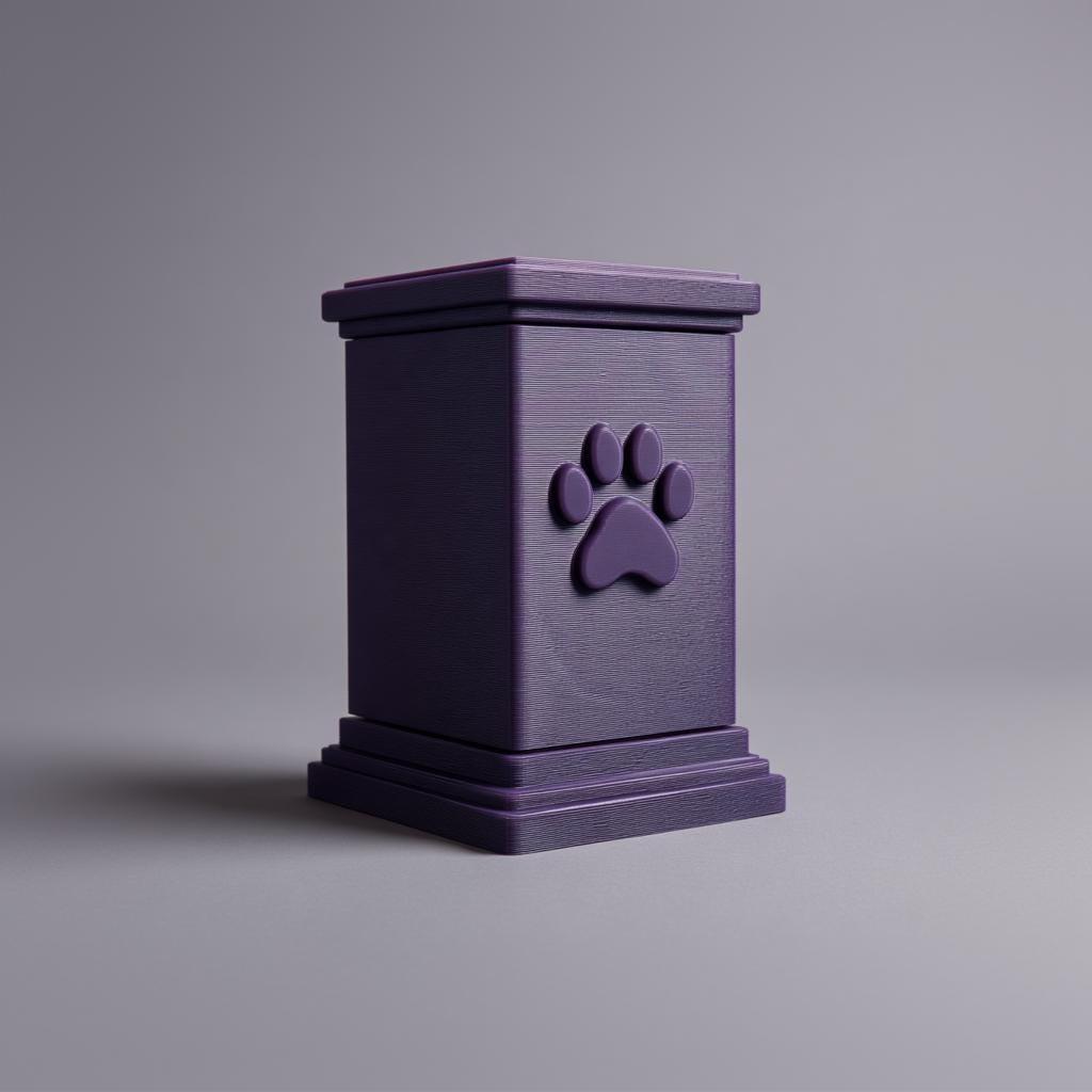 Paw Print Pet Ashes Urn | 3D Printed Minimal Memorial Keepsake Box for Any Pet | Modern Cremation Decor, Pet Loss Sympathy Gift