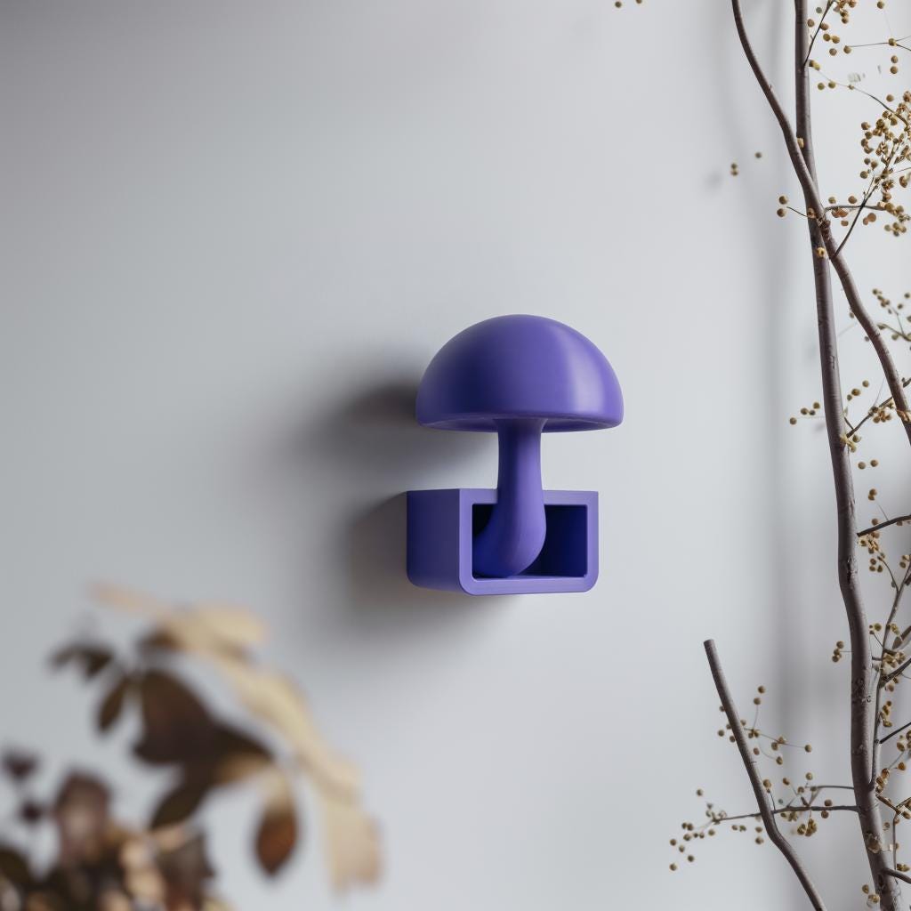 Mushroom Wall Shelf Decor | 3D Printed Floating Display Cubby with Sculptural Cap | Modern Minimal Wall Mounted Storage for Plants & Keys