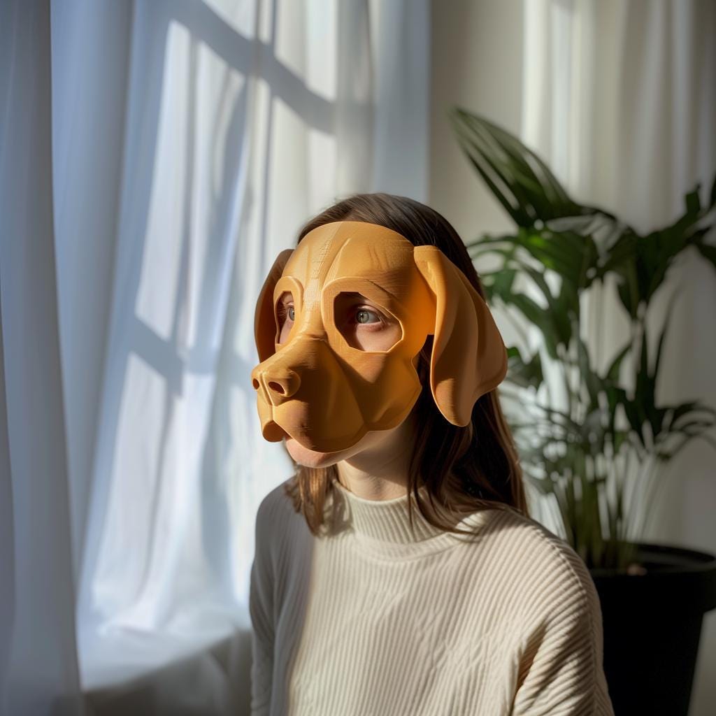 3D Printed Beagle Face Mask | Realistic Dog Mask for Adults | Unique Animal Cosplay & Halloween Costume Prop