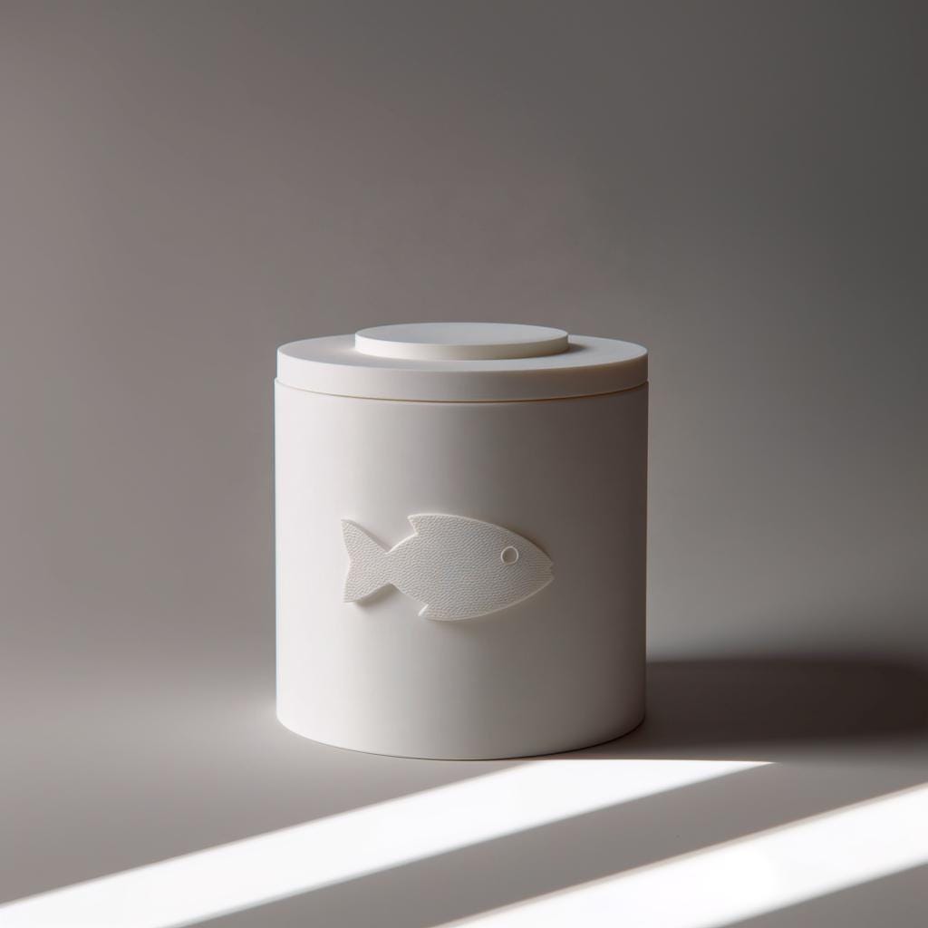 Fish Pet Ashes Urn | 3D Printed Minimal Cremation Keepsake with Lid for Any Pet | Modern Memorial Tabletop Decor, Sympathy Gift Remembrance