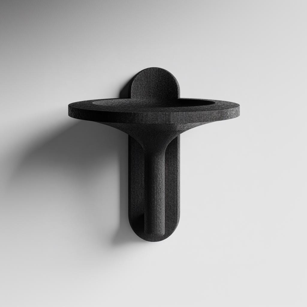 Modern Bowl Wall Shelf | 3D Printed Minimal Floating Catchall Tray | Sculptural Wall Decor for Entryway Keys, Jewelry, Crystals, Air Plants