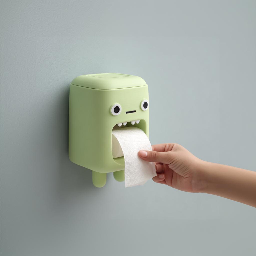 Kawaii Monster Toilet Paper Holder | 3D Printed Wall Mounted Dispenser Box | Cute Bathroom Decor, Kids Restroom Organizer Gift for Guests