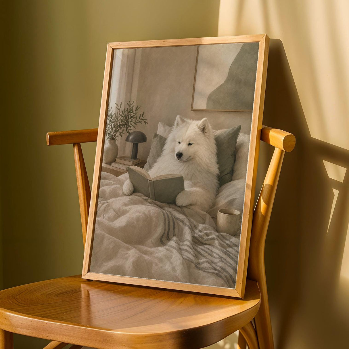 Scandinavia Poster | Gouache Paper Print | Samoyed Dog Wall Print | Nordic Printable Art | Bedroom Decor Posters