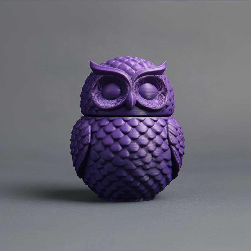 Owl Memorial Urn with Lid | 3D Printed Pet Ashes Keepsake Container for Peaceful Shelf Decor and Cozy Home Display Accent