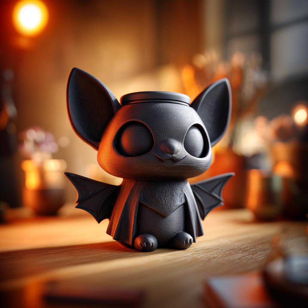 Bat Memorial Urn with Lid | 3D Printed Pet Ashes Keepsake Container for Gothic Shelf Decor and Halloween Remembrance Display
