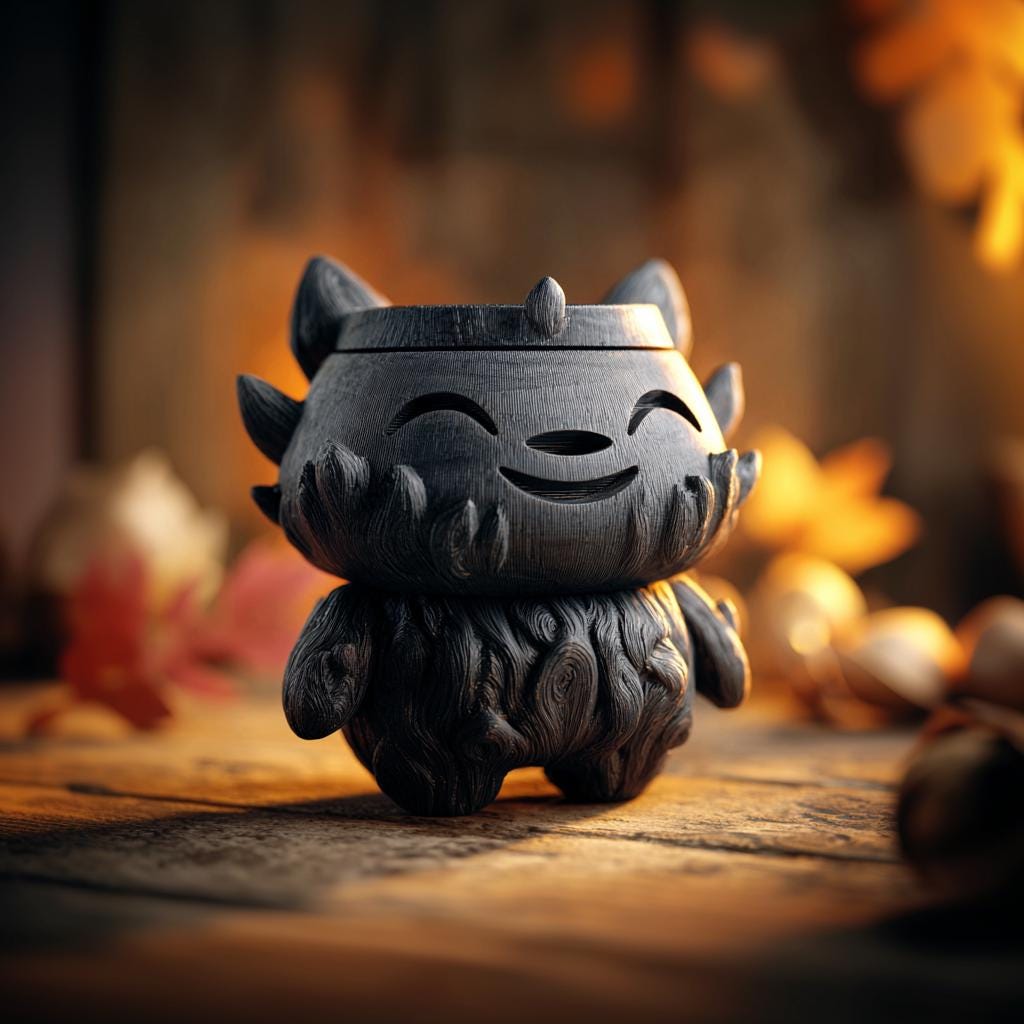 Goblincore Creature Memorial Urn with Lid | 3D Printed Pet Ashes Keepsake Container for Fantasy Shelf Decor and Cozy Tribute Display Gift