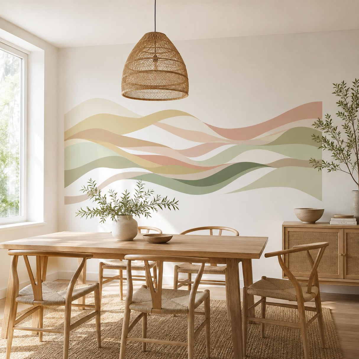 Abstract Wave Wall Decal | Neutral Wall Sticker | Sage Green Home Wall Decor | Modern Organic Wall Art | Minimalist Bedroom Wall Decorations