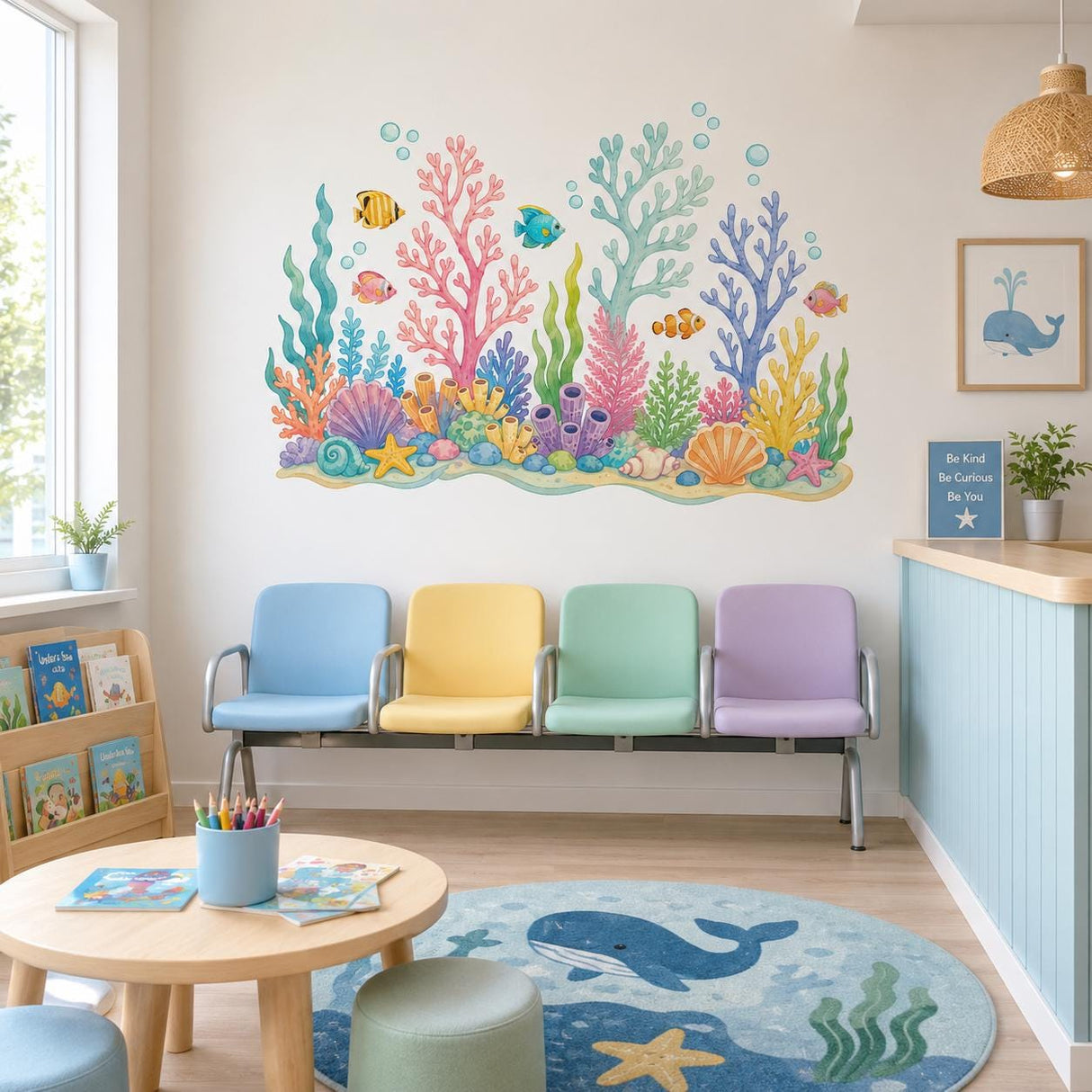 Coral Reef Wall Decal | Under the Sea Wall Sticker | Ocean Nursery Decor | Kids Room Sea Life Wall Art | Colorful Underwater Wall Decoration