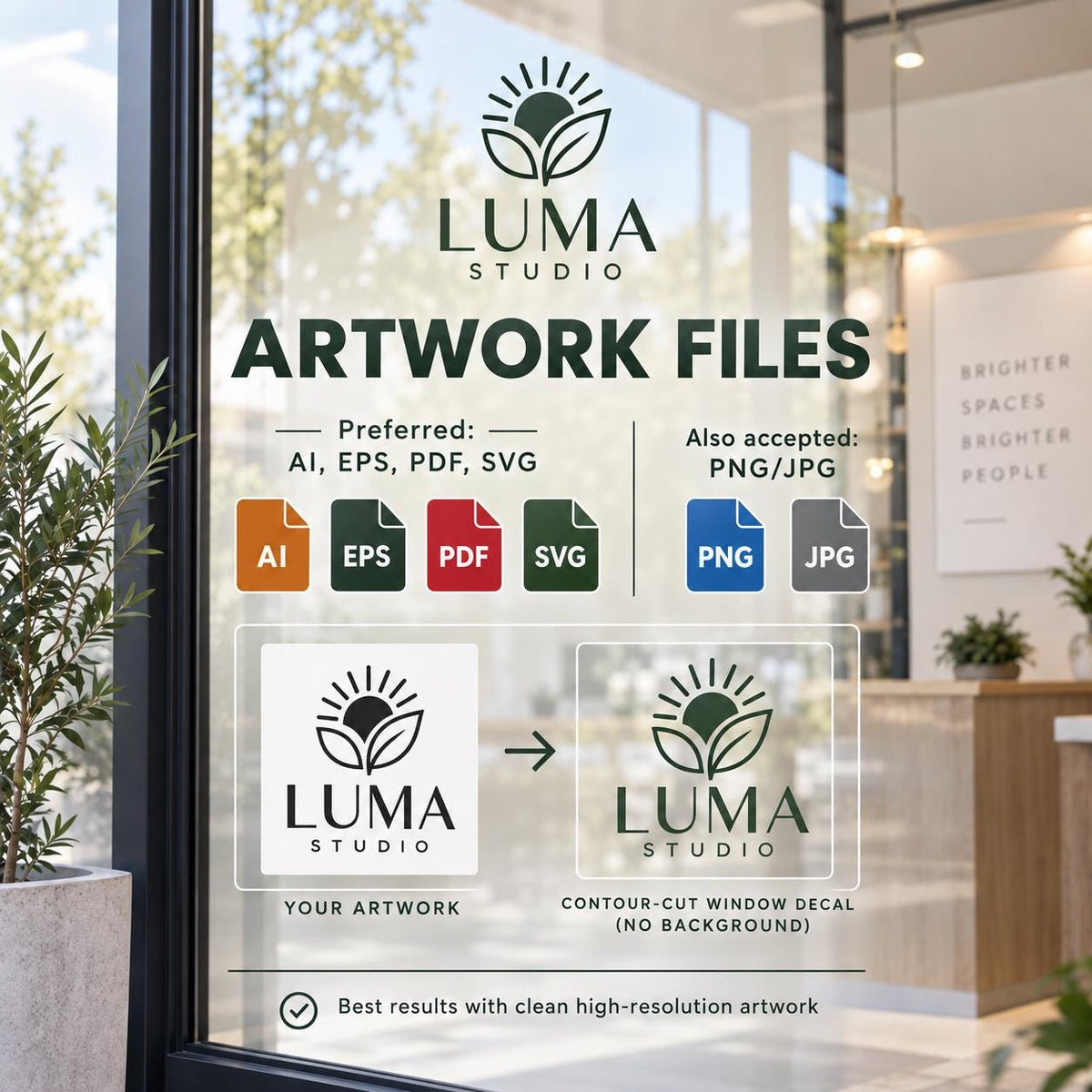 Custom Window Decal for Glass | Business Logo Sticker | No Background | Shape Cut Vinyl