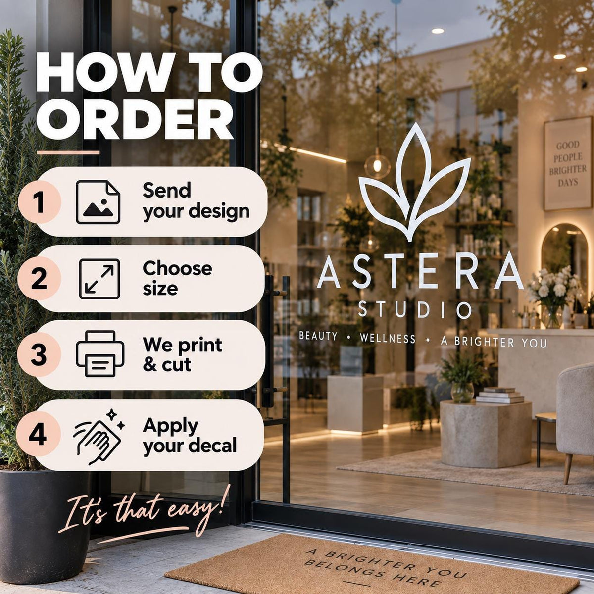 Custom Storefront Window Decal | Shop Logo & Retail Branding | Without Background | Printed Vinyl