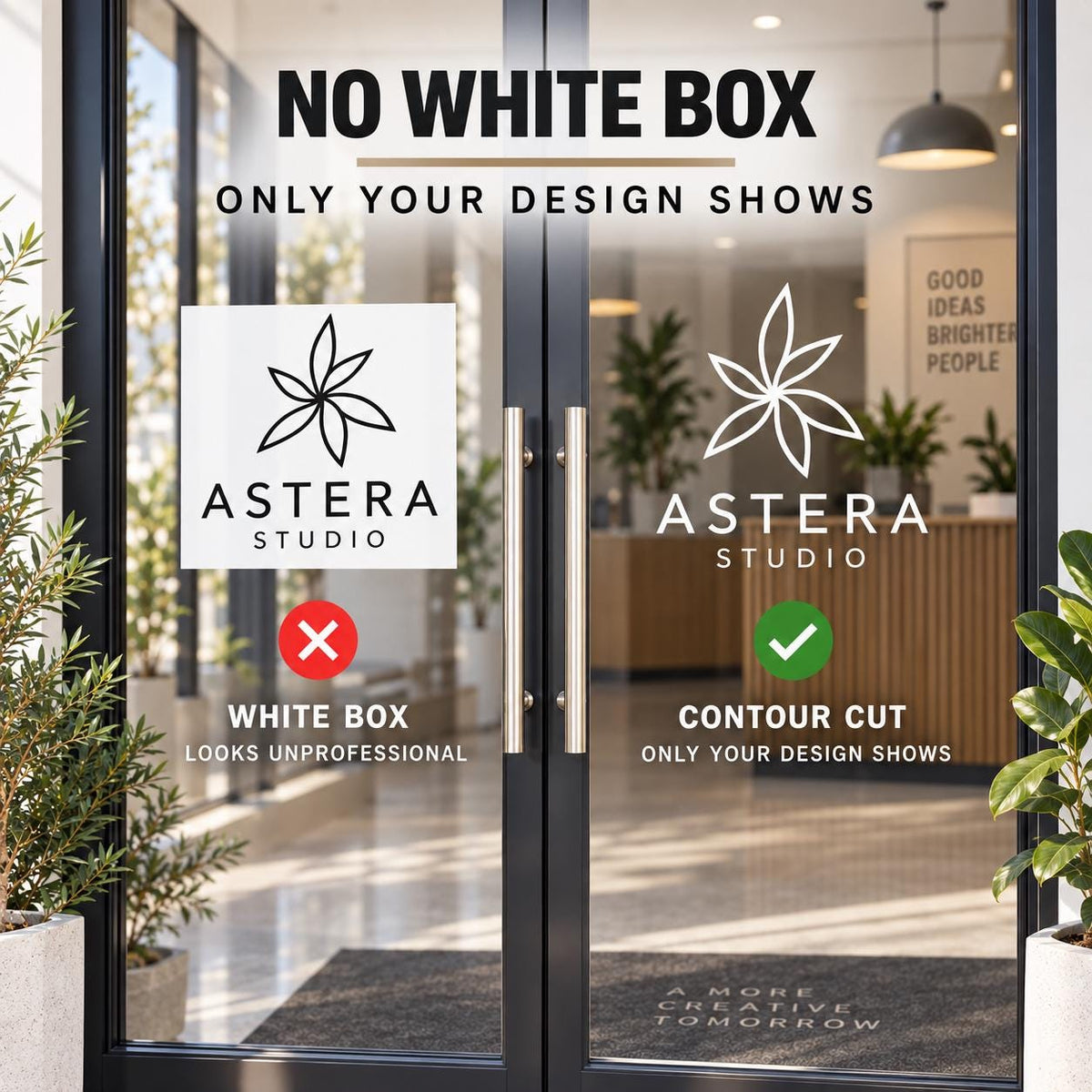 Custom Door Vinyl Sticker | Personalized Business Logo | No Background | Contour Cut Sign