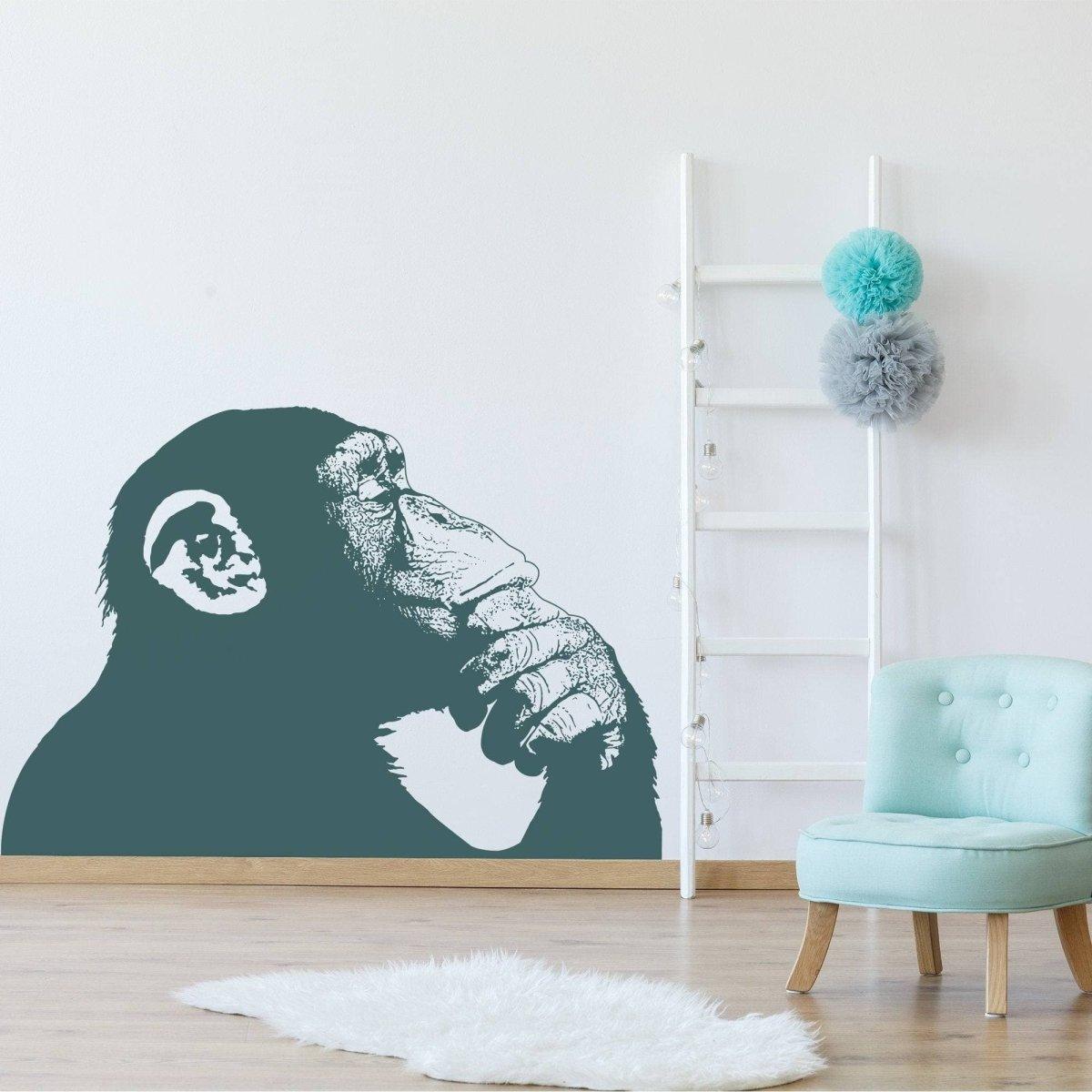 Primate Reflection Wall Sticker featuring a contemplative monkey design on a modern wall.