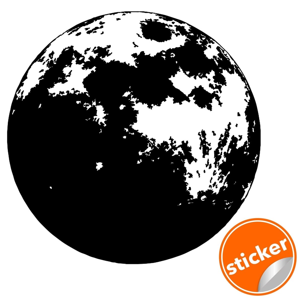Black and white moon wall sticker, perfect for creating a celestial theme in children's rooms.