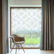 Decorative frosted privacy window film with a geometric pattern, enhancing home privacy and style.