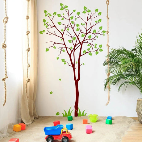 Nature's Serenity vinyl wall decal featuring a colorful tree design, perfect for enhancing any indoor space.