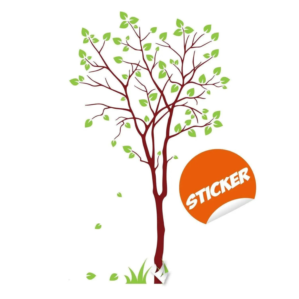 Nature's Serenity vinyl wall decal featuring a tree design with green leaves, easy to install and waterproof for any surface.