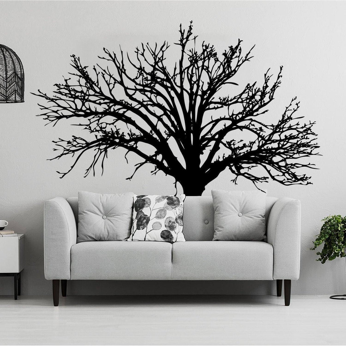 Nature's Serenity vinyl wall decal of a tree design, adding artistic flair to any living room decor.