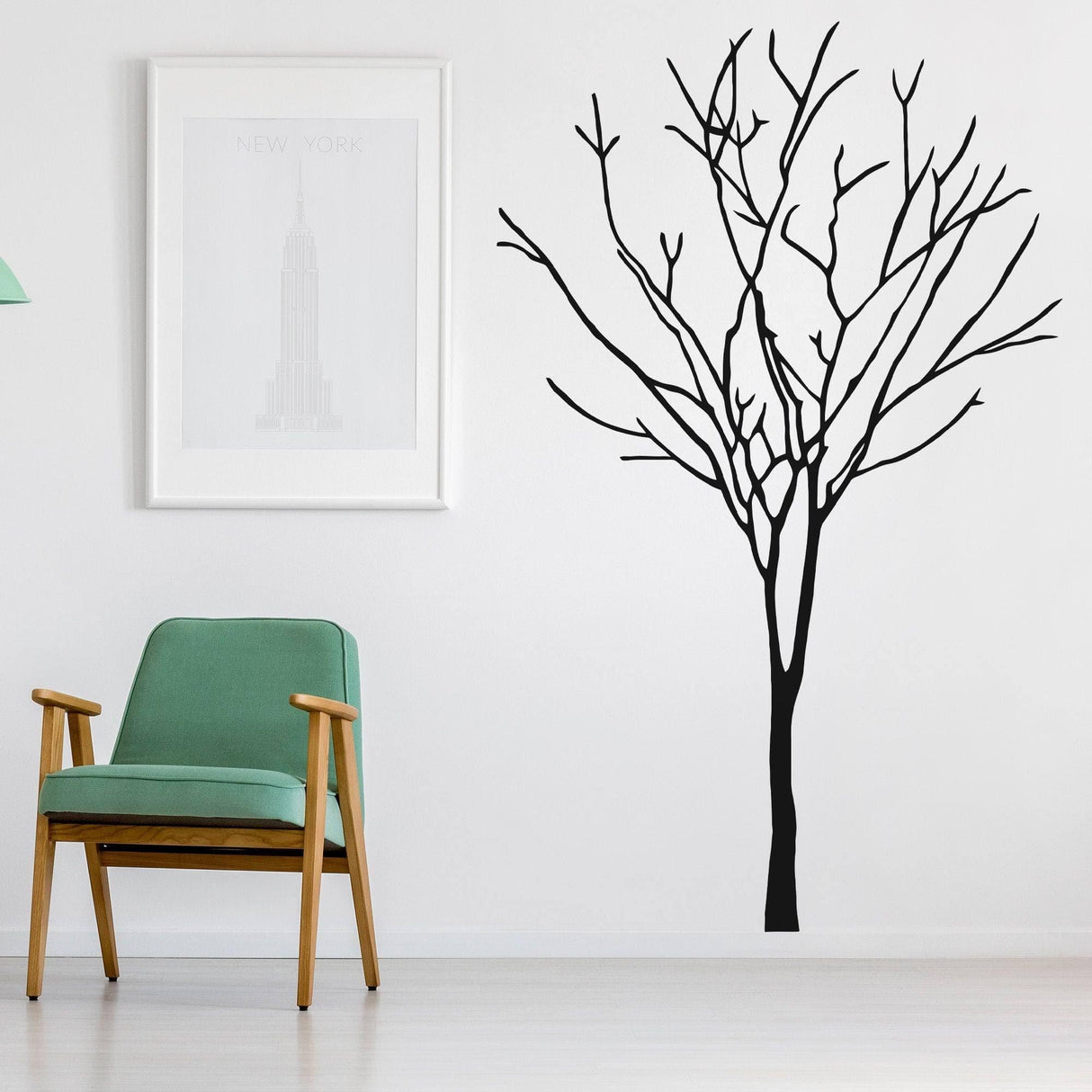 Nature's Serenity vinyl wall decal featuring a minimalist tree design, enhancing modern home decor.