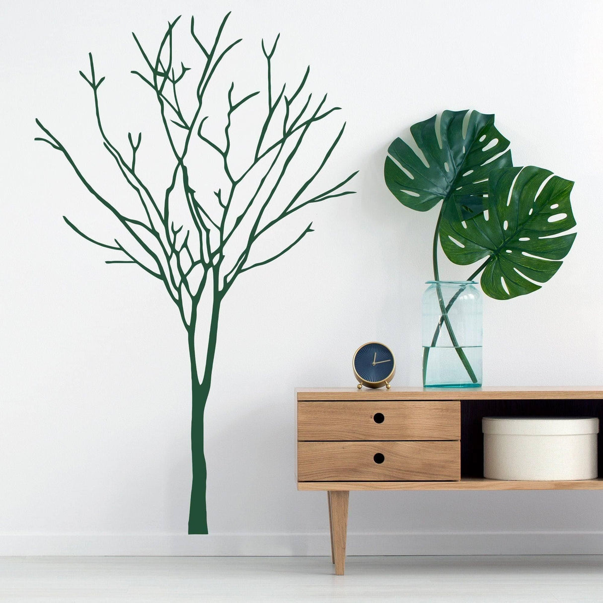 Nature's Serenity Vinyl Wall Decal featuring a minimalist tree design, perfect for home decor and easy to install.