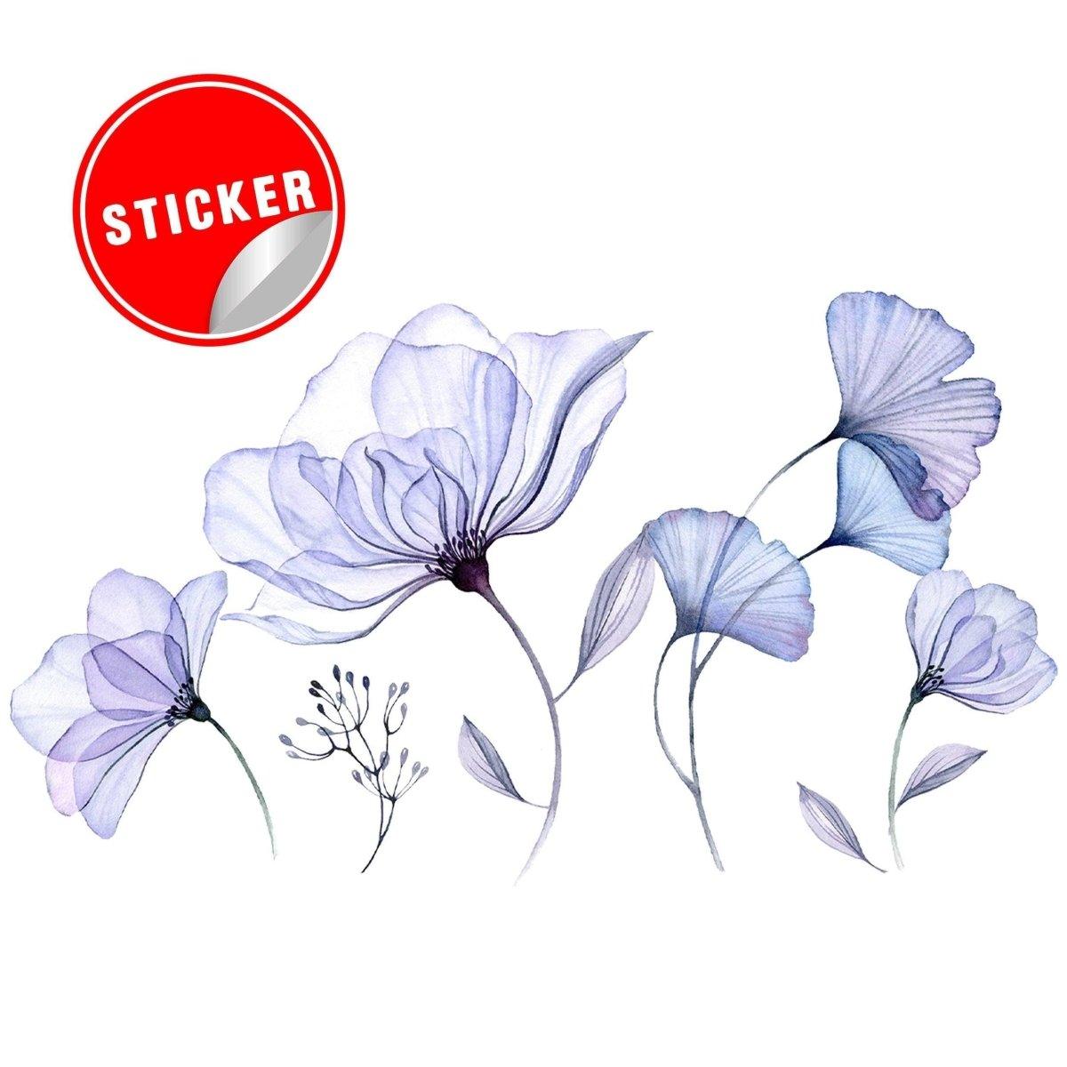 3D blue blossom wall decal featuring elegant floral design on a white background, perfect for home decor.