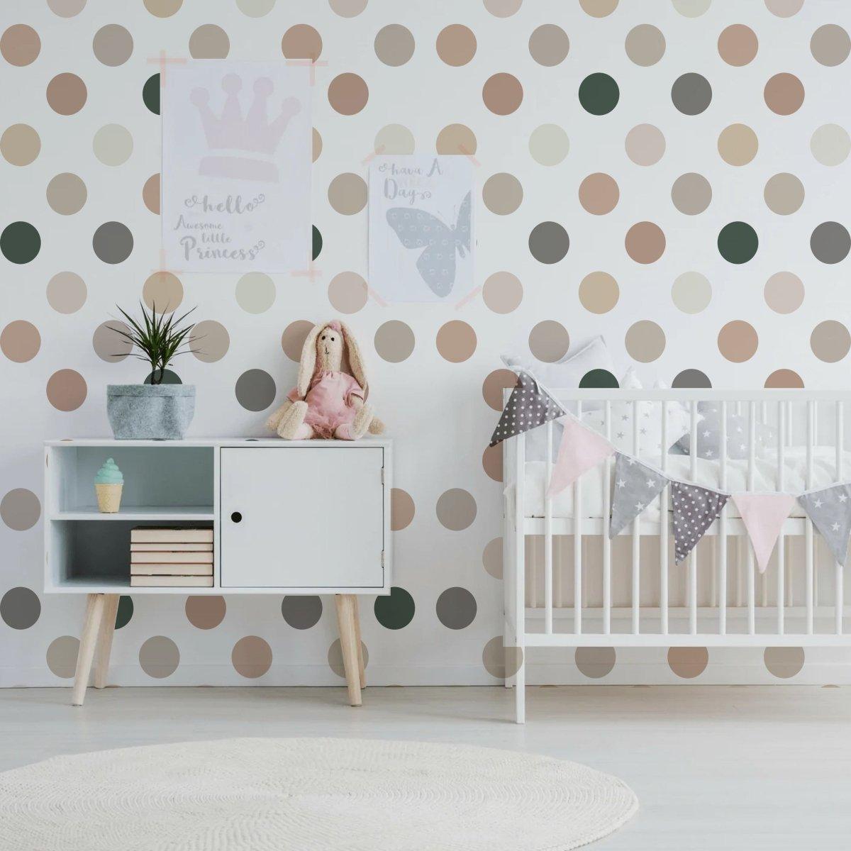 Boho circle wall decals in a cozy nursery with modern decor and pastel colors creating a playful atmosphere.