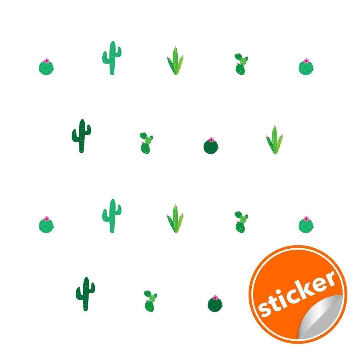 Colorful cactus and succulent vinyl wall decals, perfect for transforming any space with nature-inspired decor.