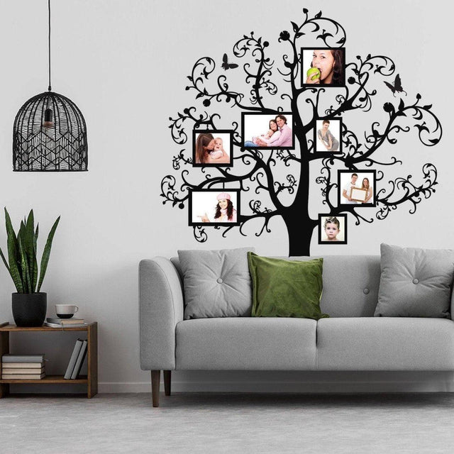 Chic family tree wall sticker decal with photo frames, perfect for interior decoration and creative home styling.