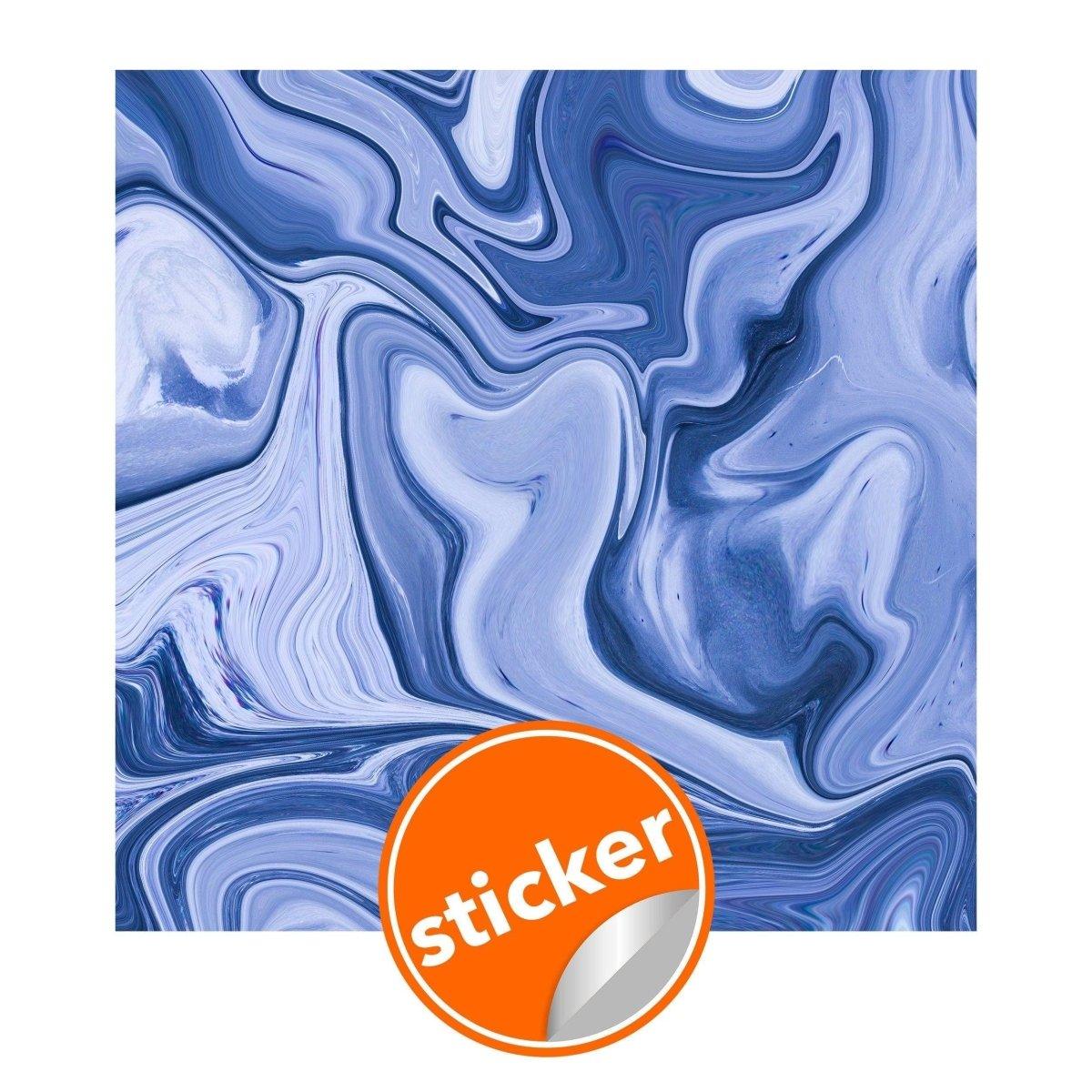 Self-stick marble vinyl wallpaper sticker in blue and white swirl design for elegant interior decor.
