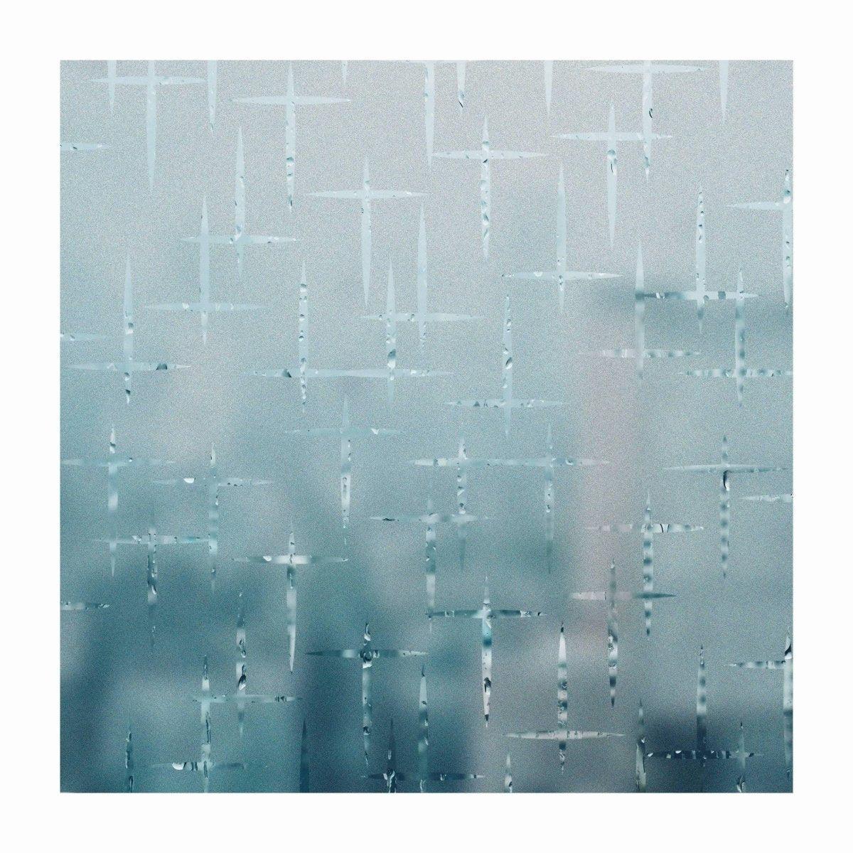 Frosted vinyl window decal sticker for privacy with modern design, allowing light while obscuring view.