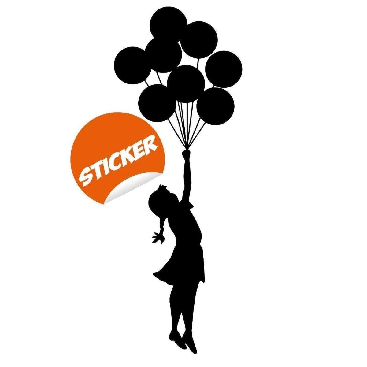 Ethereal Dreams removable wall sticker of a girl holding balloons, perfect for nursery or bedroom decor.
