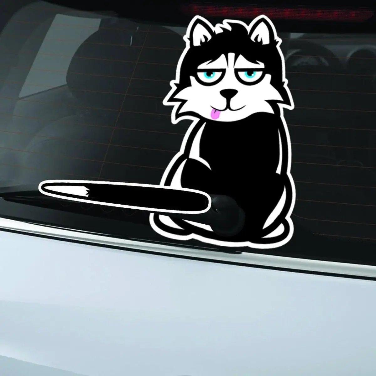 Feline Fun Car Sticker featuring a cute cartoon cat sitting with a playful expression on a rear window decal.