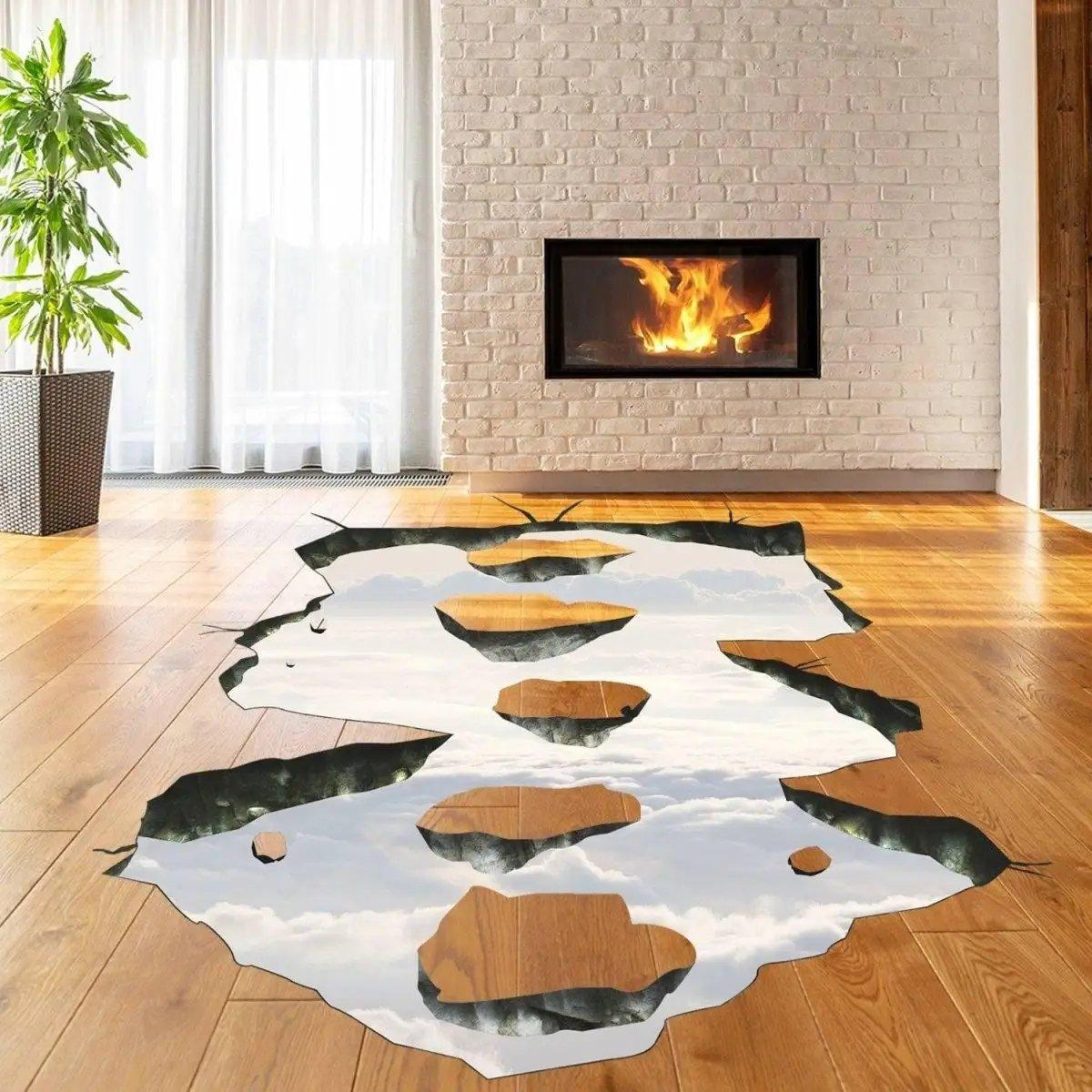 3D Space Bridge Vinyl Decal showcasing a stunning floor illusion, perfect for home decor with a magical galaxy theme.
