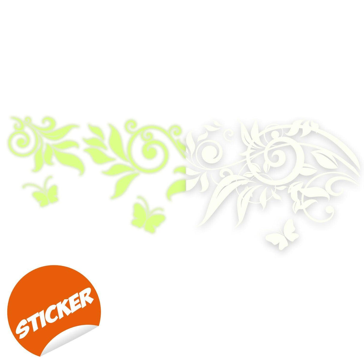 Glow At Night Branch Wall Sticker in green and white with butterflies for enchanting home decor.