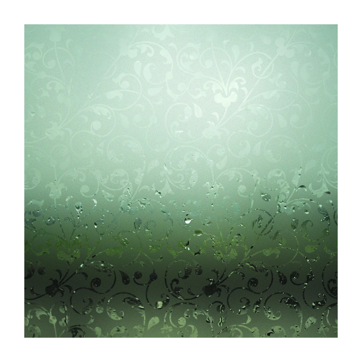 Frosted Film Wow Sticker showing intricate floral pattern on a frosted window vinyl decal, creating an elegant etched glass effect.