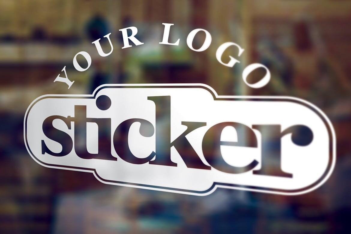 Custom static cling vinyl sticker featuring the text 'Your Logo' displayed on a window.