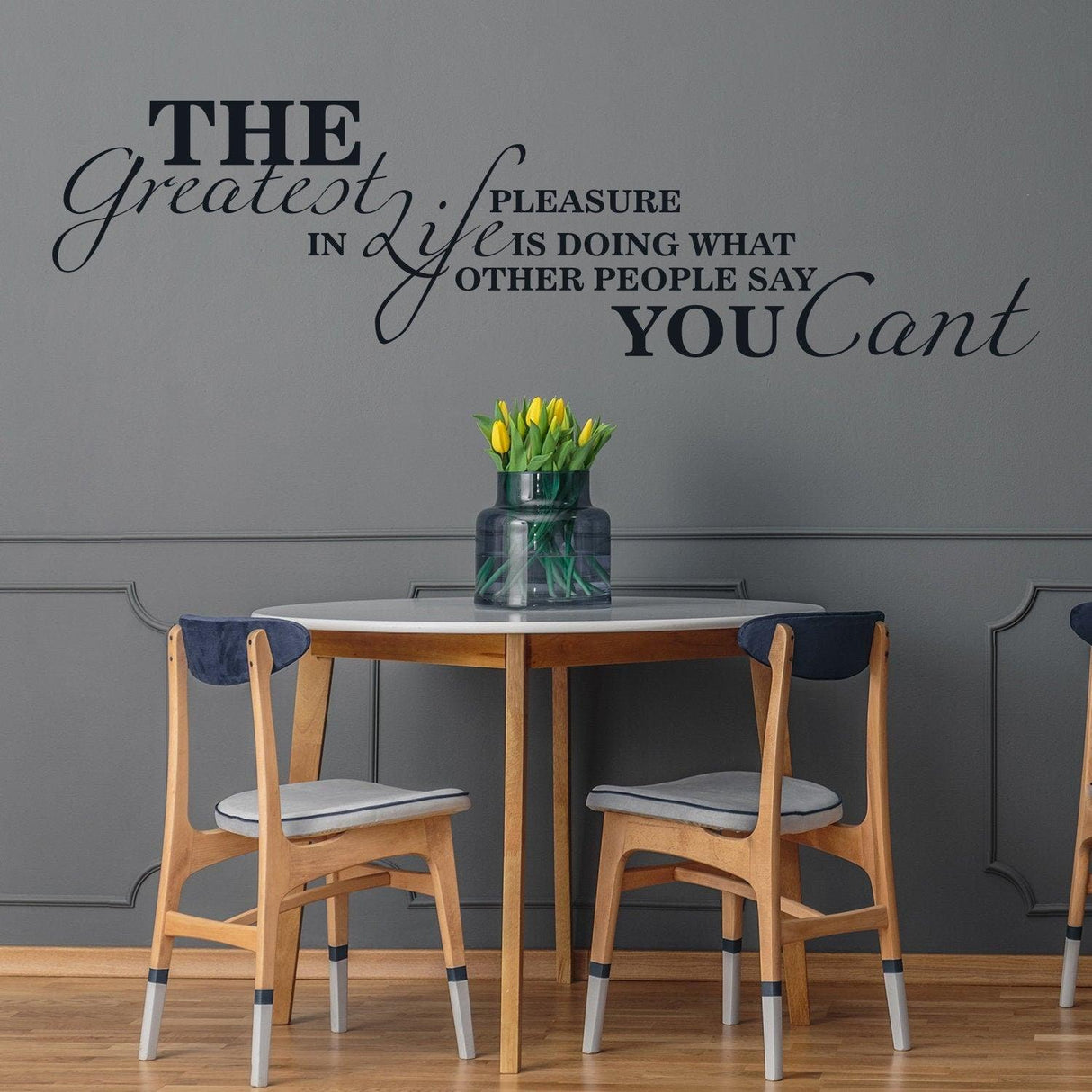 Wall quotes decal featuring inspiring quote for living room decor, adding charm and personality.