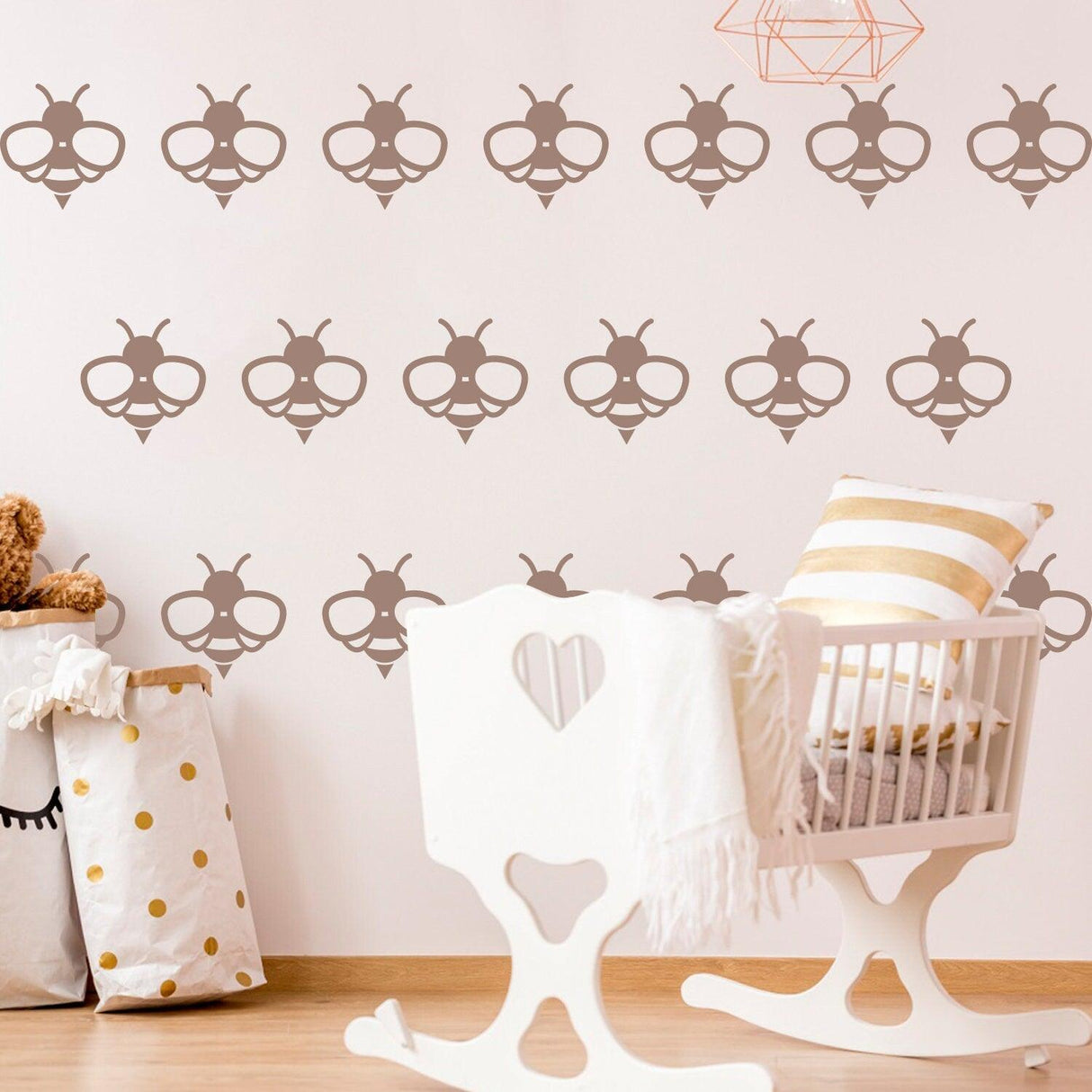 40x bee wall stickers featuring bumble bee design, perfect for nursery or bedroom decor.