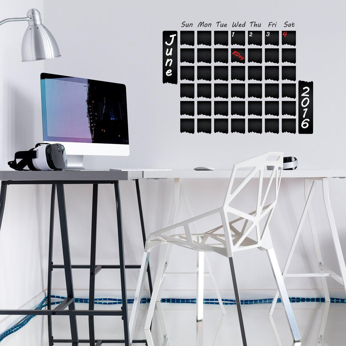 Blackboard wall planner sticker with weekly calendar layout, perfect for organizing daily tasks and meals.