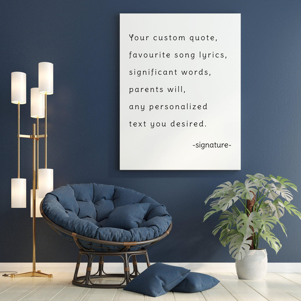 Customized motivational canvas artwork with personalized quote, perfect for uplifting home decor.